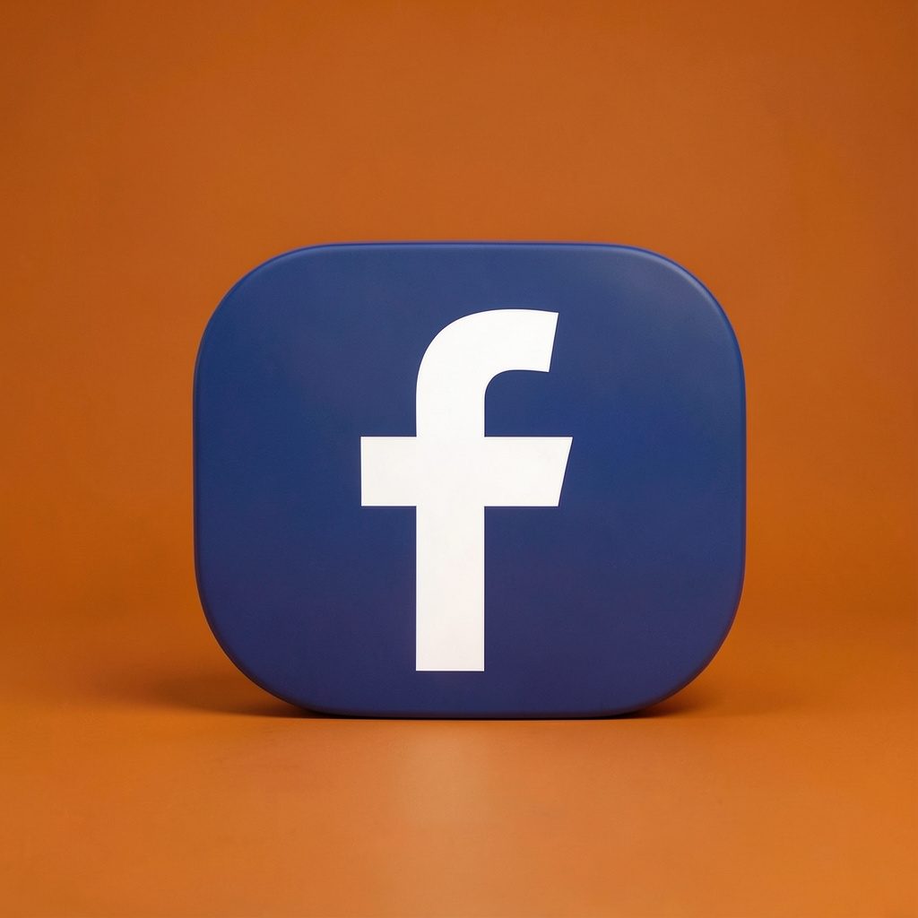 Facebook logo icon in blue and white on a plain background