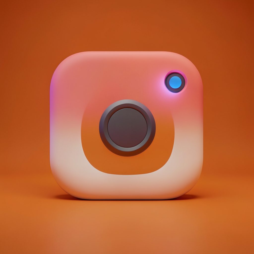 Instagram camera logo icon with a colorful gradient on a plain background
